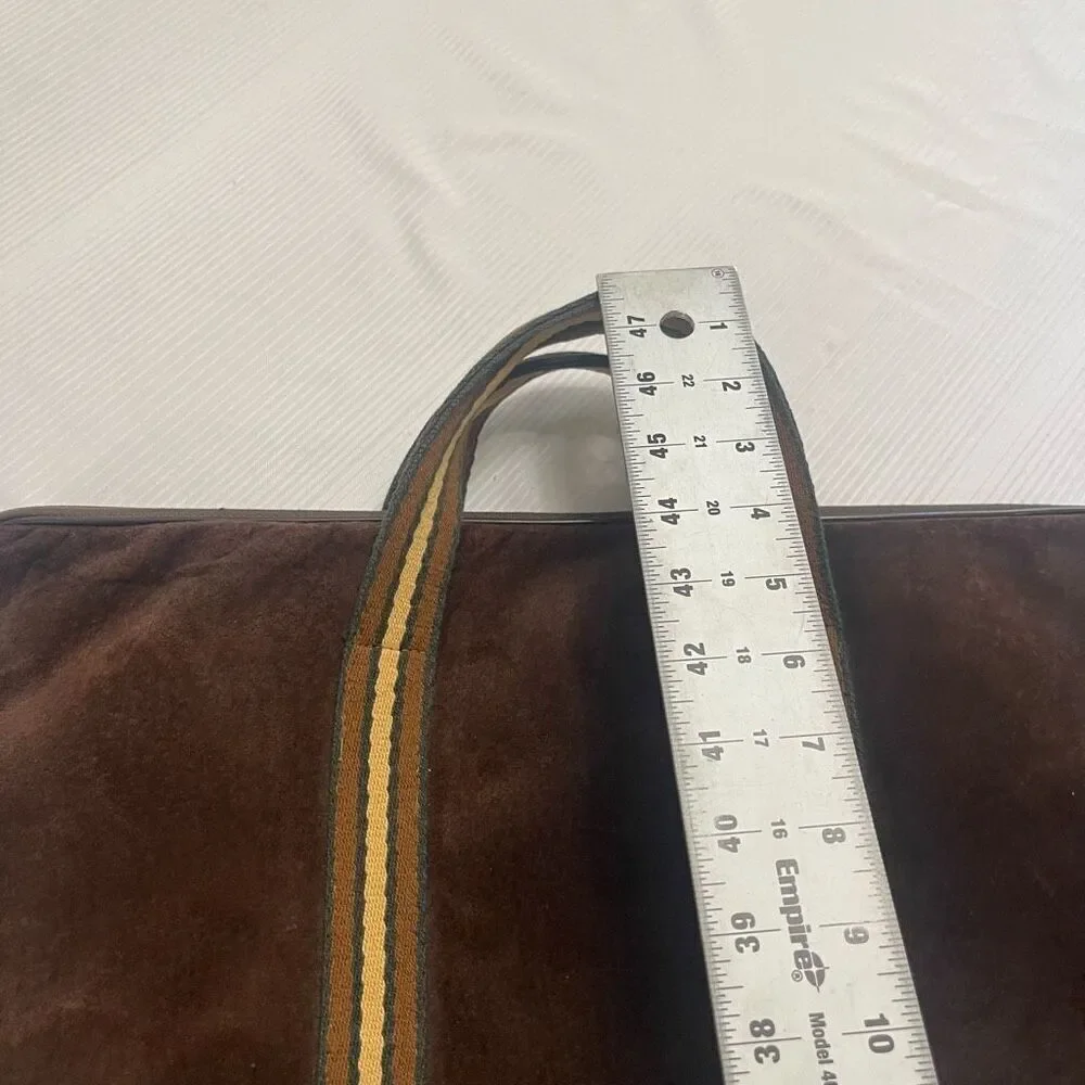 Flora Grossman Brown Leather Bag Clutch Purse Handbag Briefcase Vtg 70s 80s